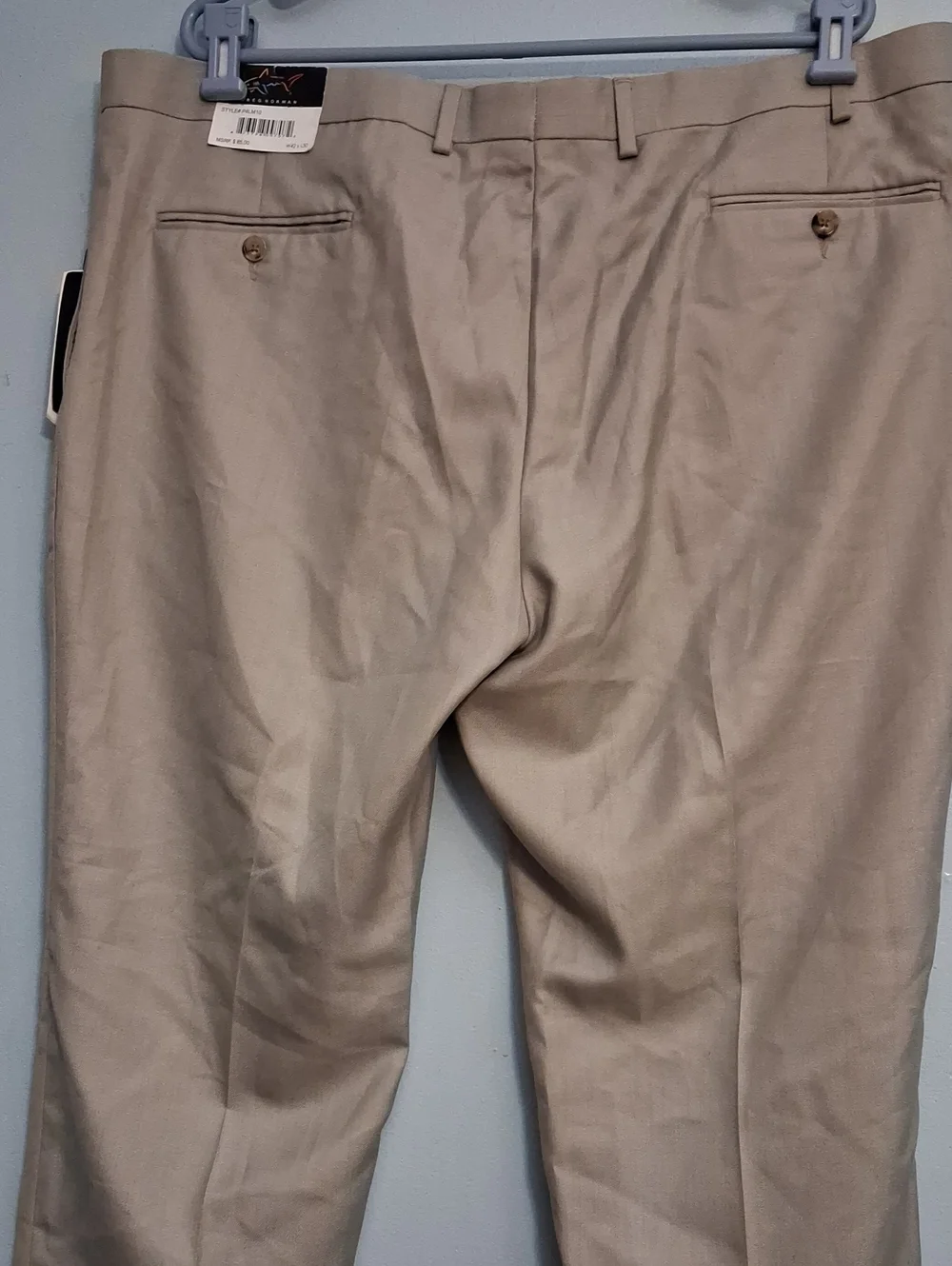 Greg Norman Size W42×L30 Men's Performance Tan Khaki Slim-fit Dress Pants.